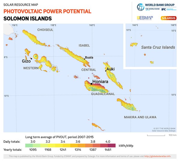 Photovoltaic Electricity Potential, Solomon Islands